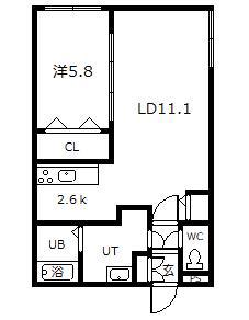 BRUN CUBEIII(1LDK/3階)の間取り写真