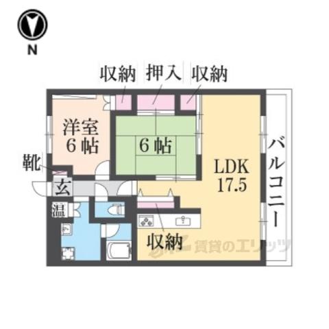 グランドパレス奈良(2LDK/2階)の間取り写真