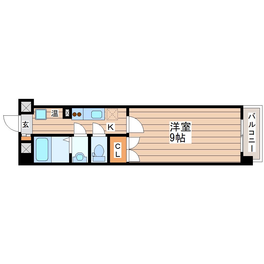 グレイスハイツ長町南(1K/4階)の間取り写真