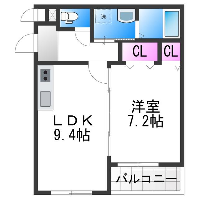 フジパレス今川I番館(1LDK/1階)の間取り写真