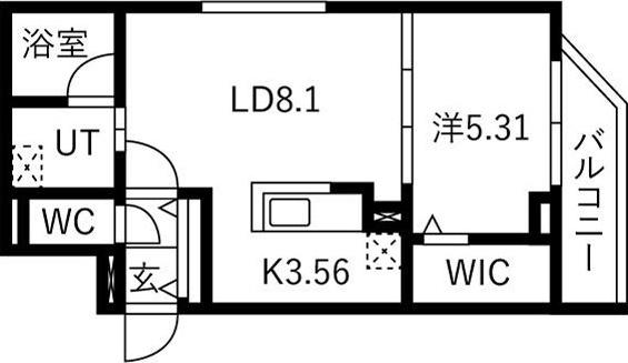 カレラ水車町(1LDK/2階)の間取り写真