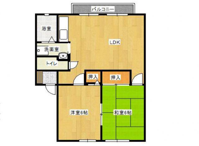 サンシャイン朝暉 C棟(2LDK/1階)の間取り写真