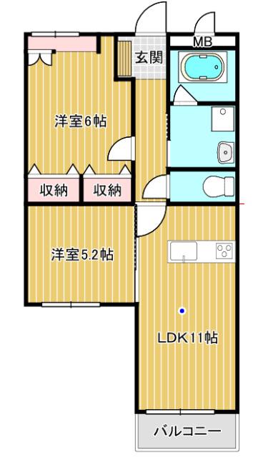ベイサイドシティ・蘇我南町(2LDK/1階)の間取り写真