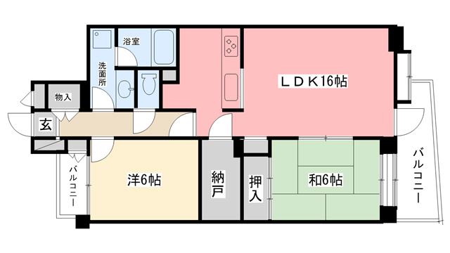 ドルチェ甲子園(2SLDK/4階)の間取り写真