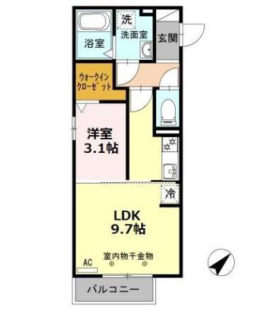 フレ・セゾン(1LDK/2階)の間取り写真