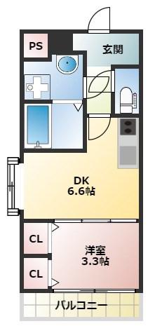 エンブレイス博多駅南(1DK/2階)の間取り写真