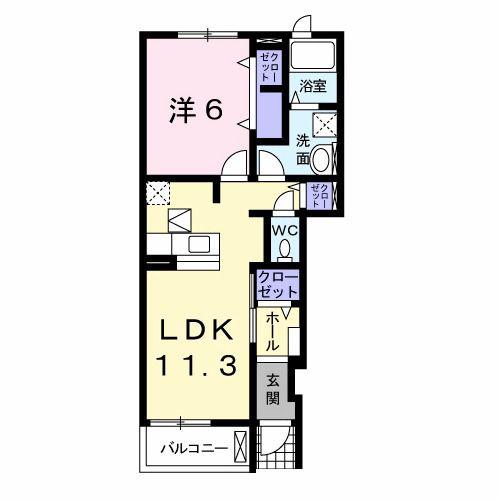 フォルテシモF(1LDK/1階)の間取り写真