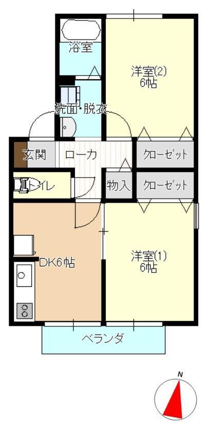 こゆるぎ館 A棟(2DK/1階)の間取り写真