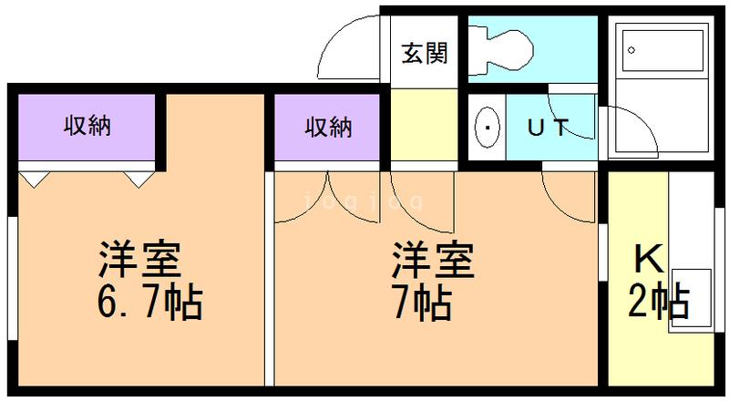 サンハイツルアラル1号館(2K/1階)の間取り写真