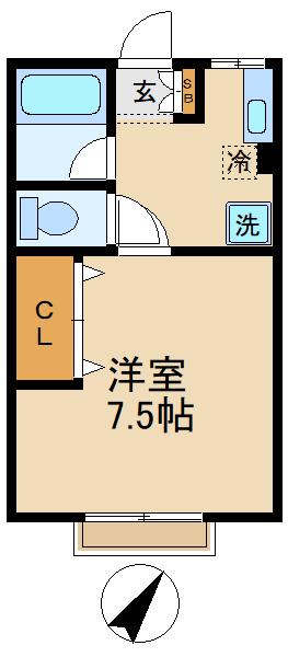 シティハイムハピネス(1K/1階)の間取り写真