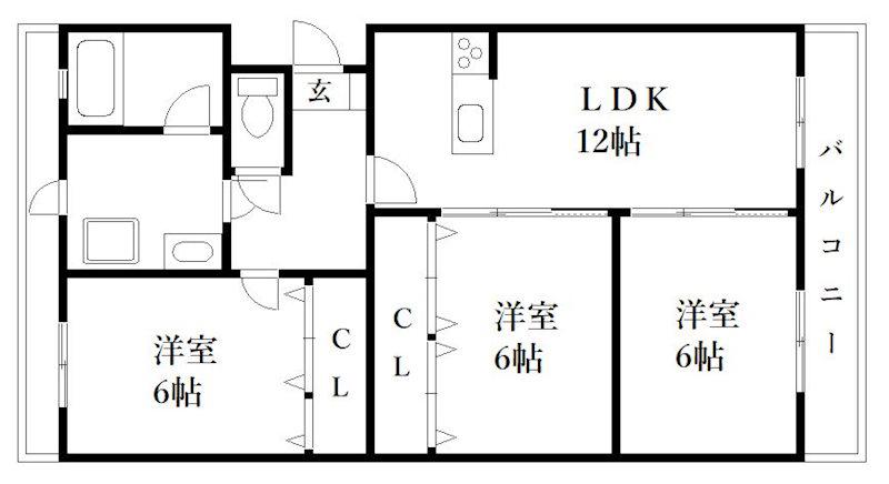 第2進藤コーポ(3LDK/2階)の間取り写真