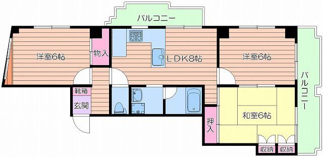 KSコート真法院(3LDK/5階)の間取り写真