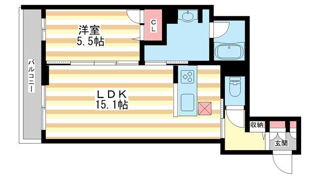 シャーメゾン プリンセスコート(1LDK/1階)の間取り写真