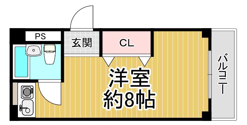 クレセント小林(ワンルーム/2階)の間取り写真