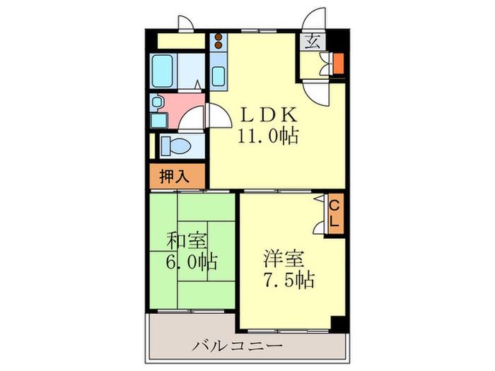 ソーラー21(2LDK/3階)の間取り写真
