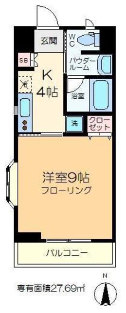 パークサイド菅原橋(1K/2階)の間取り写真