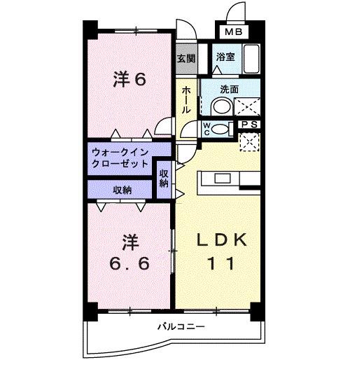 BRIGHTHILLSH&K(2LDK/2階)の間取り写真