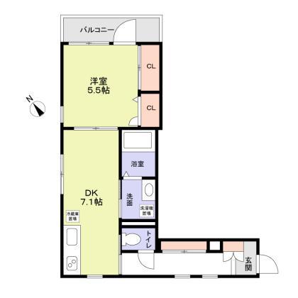 アダージョ小竹(1DK/1階)の間取り写真