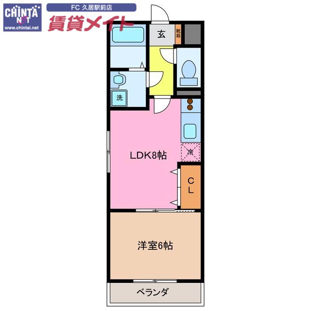 ＪＲ紀勢本線 高茶屋駅 徒歩17分 3階建 築19年(1LDK/1階)の間取り写真