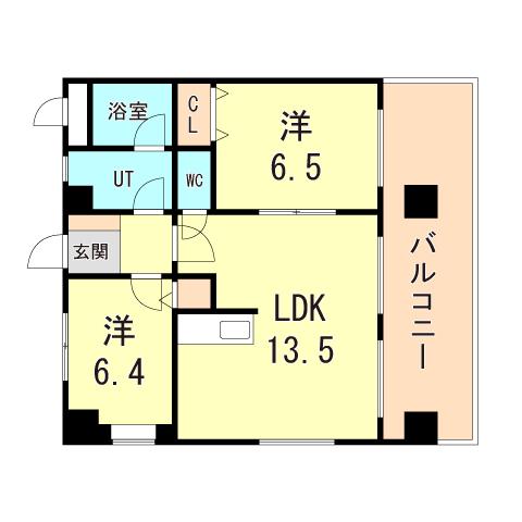 ケイズ本山(2LDK/4階)の間取り写真