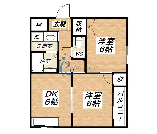 ハイツコーセー5番館(2DK/2階)の間取り写真