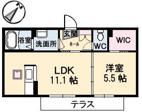 プリマベーラ原尾島(1LDK/1階)の間取り写真