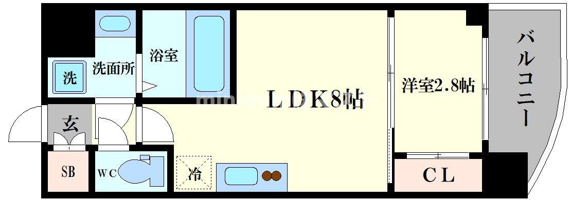 セレニテ難波グランデノール(1LDK/15階)の間取り写真