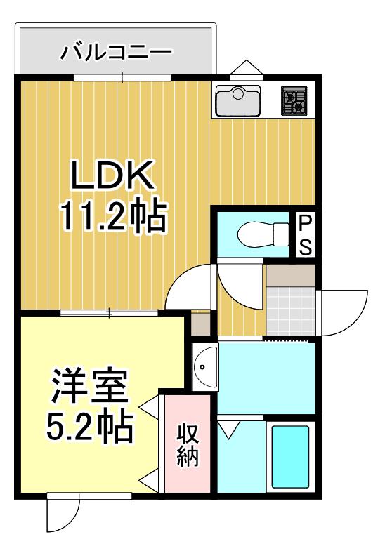 LIEN FORT TAKUYU(1LDK/1階)の間取り写真