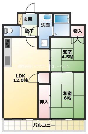 別府マンション4(2LDK/3階)の間取り写真