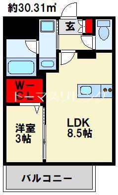 グランフォーレ小倉シティタワー(1LDK/12階)の間取り写真