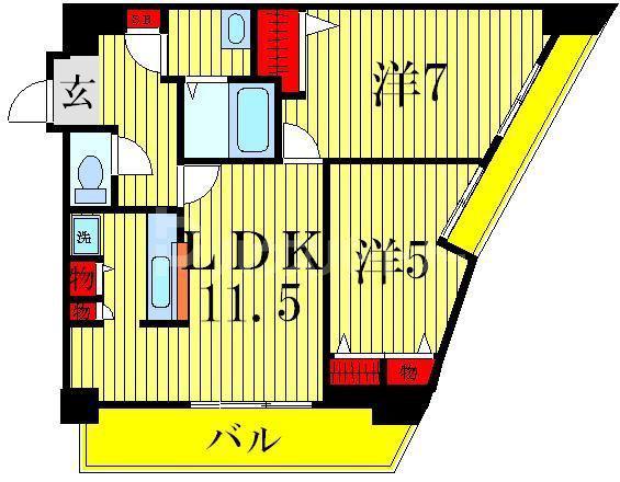 フォーエレメンツ竹ノ塚(2DK/4階)の間取り写真