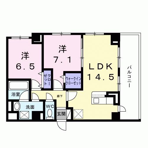 レジス城の堀(2LDK/2階)の間取り写真