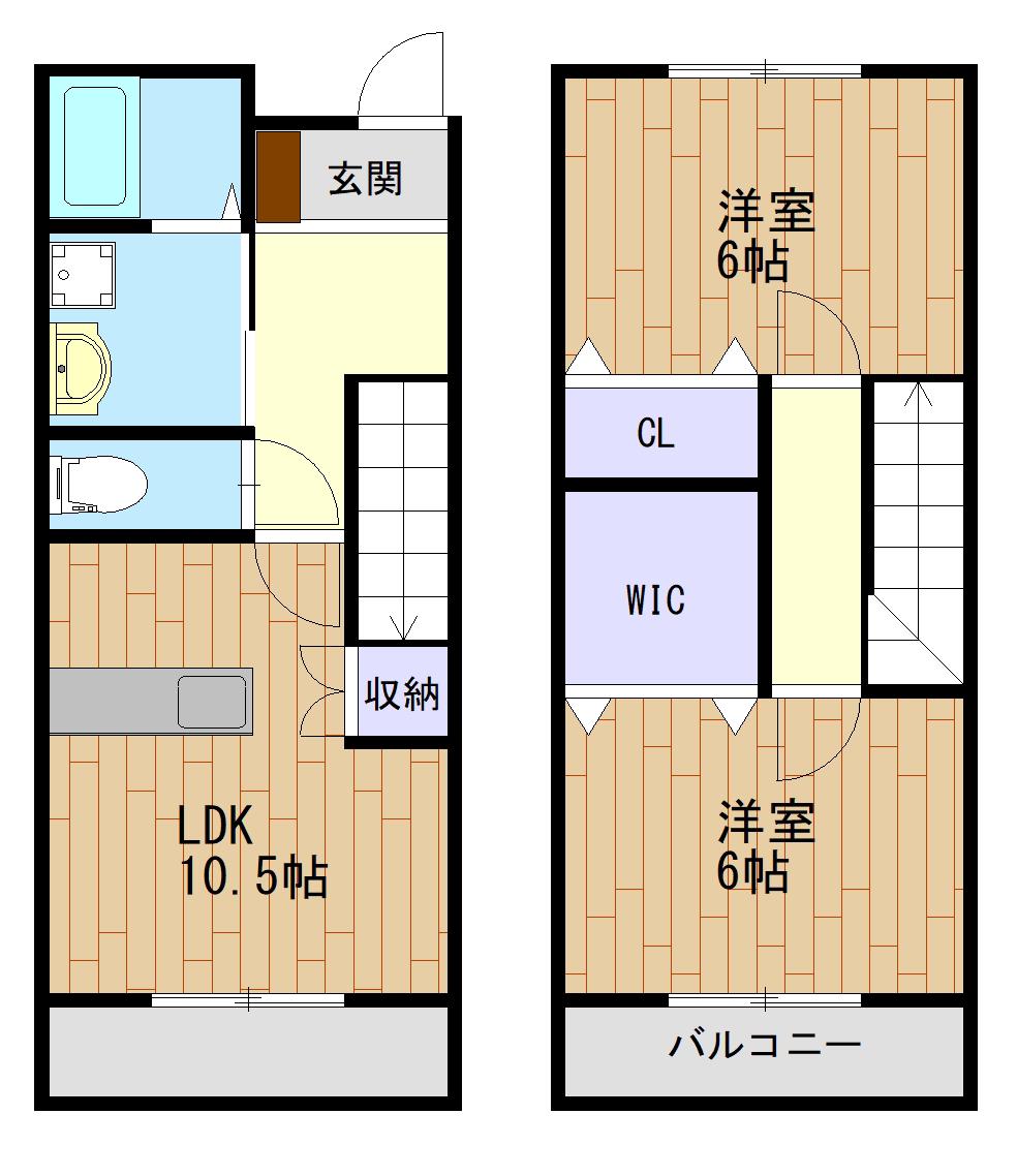 RRESIDENCE黒崎南(2LDK/1階)の間取り写真
