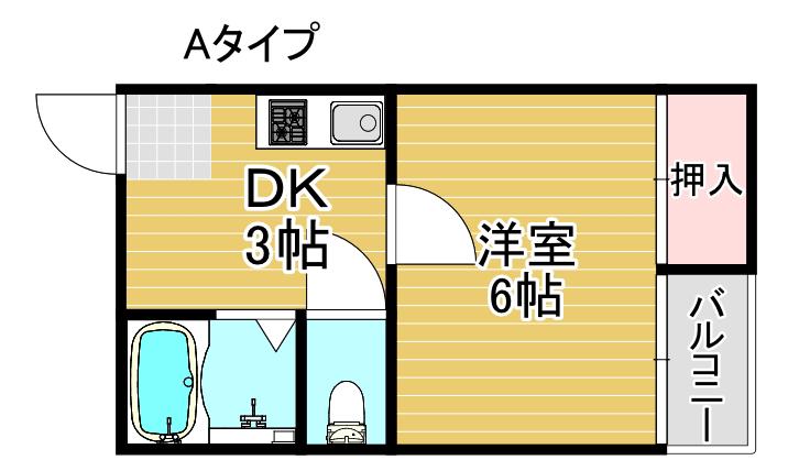 ウィステリア墨江(1K/2階)の間取り写真
