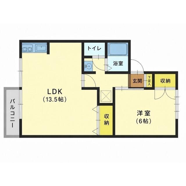 プロムナード二口(1LDK/1階)の間取り写真