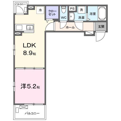 ヒカルサ東川口サウス(1LDK/2階)の間取り写真