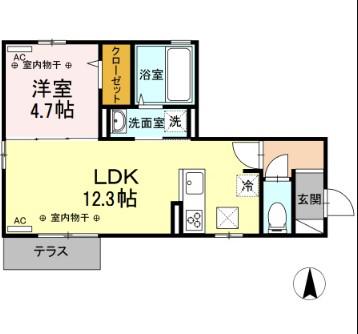 ソレイユ・RYUU(1LDK/1階)の間取り写真