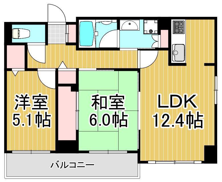 日興ビル(2LDK/6階)の間取り写真