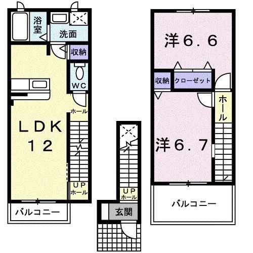 ペスカ メリディオーネ(2LDK/2階)の間取り写真