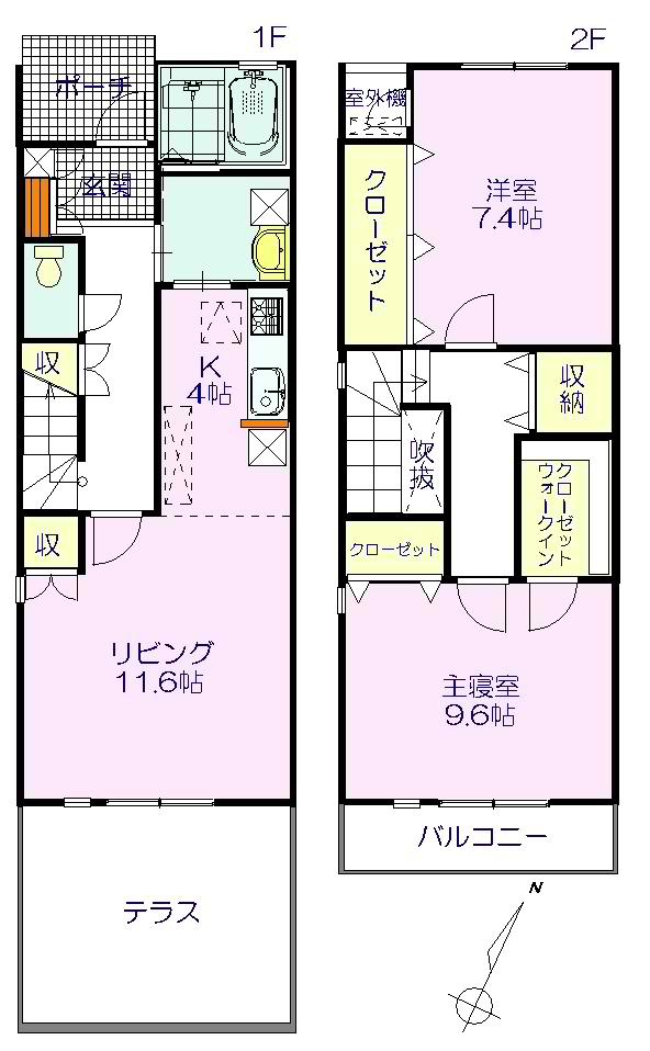 エムズヴィラージュC棟(2LDK/1階)の間取り写真