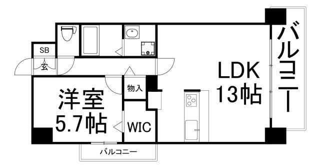 GIOIA SOLE(1LDK/6階)の間取り写真