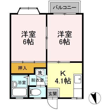 TAP滝本ハイツ(2K/1階)の間取り写真