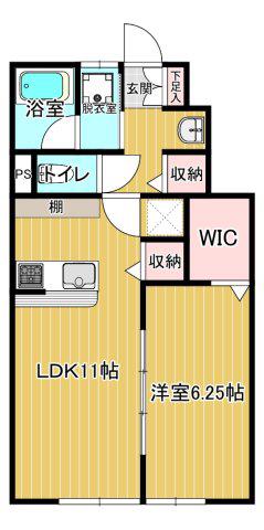 ヴァンクールIII(1LDK/1階)の間取り写真