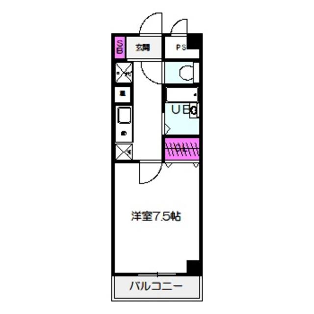 プリヴェ1番館(1K/4階)の間取り写真