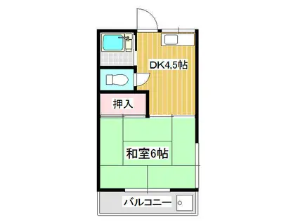 第5北岡ハイツ(1K/1階)の間取り写真