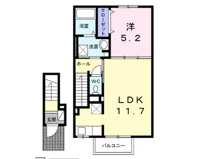 プレシス中津Ⅰ(1LDK/2階)の間取り写真