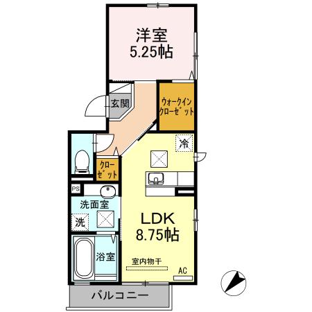 ラヴィトピア新町(1LDK/1階)の間取り写真
