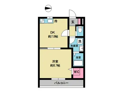 ザ・クレセント(1DK/2階)の間取り写真