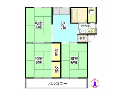 鮎川ハイツA(3DK/2階)の間取り写真