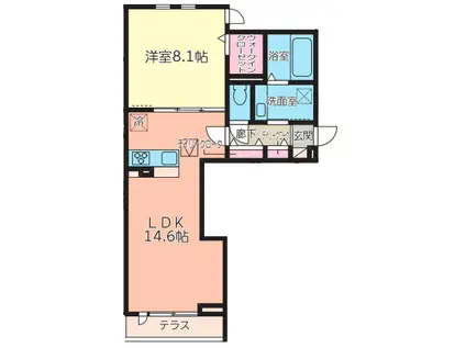 GIVERNY(1LDK/2階)の間取り写真